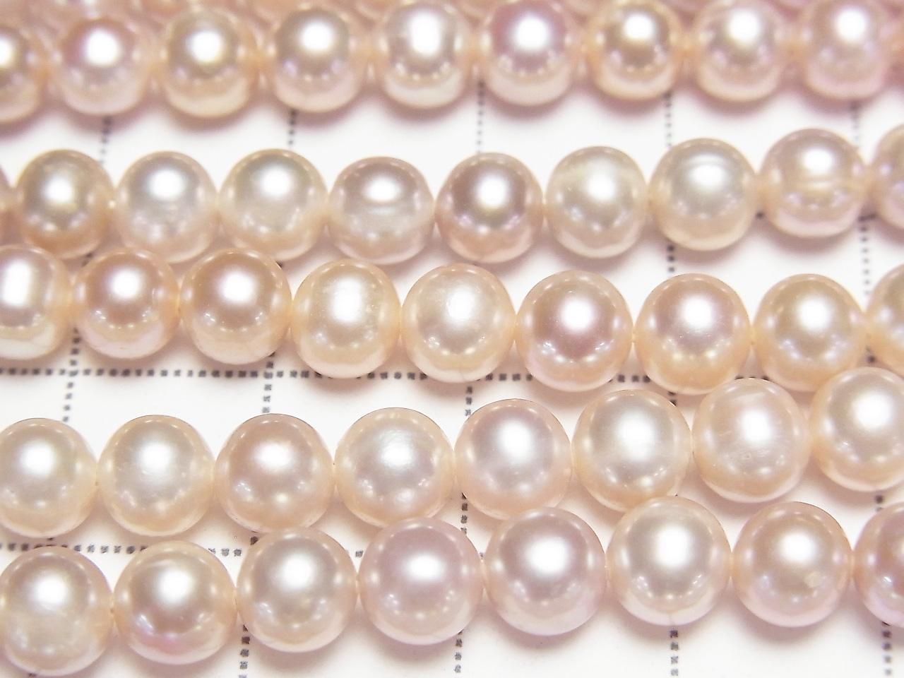 Fresh Water Pearls AA++ Potato 5.5-6mm Natural Color Classic Pink 1strand beads Beads (approx. 15 inch/37 cm)
