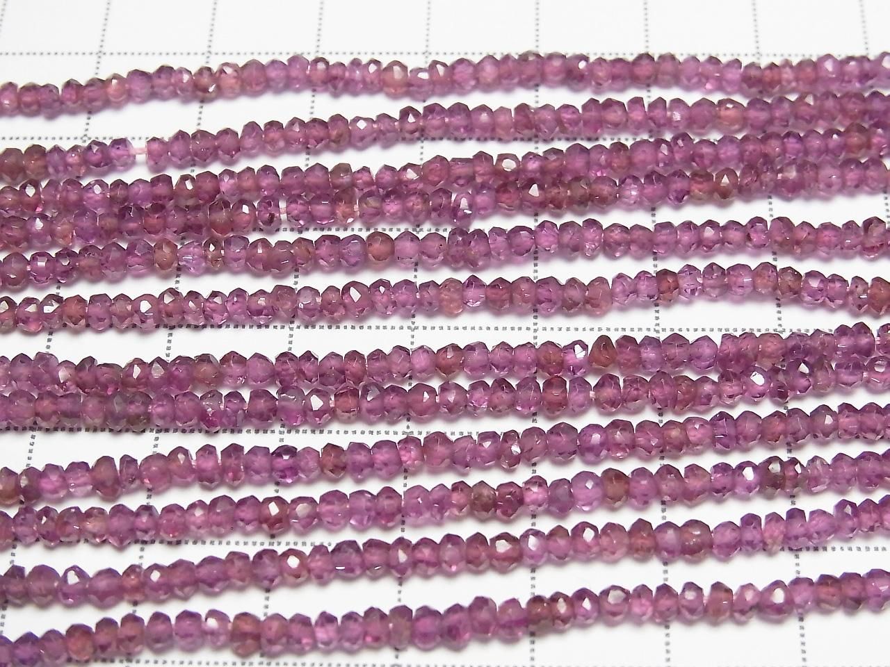 Rhodolite Garnet AAA Faceted Button Rondelle 1strand beads (aprx.13inch/33cm)