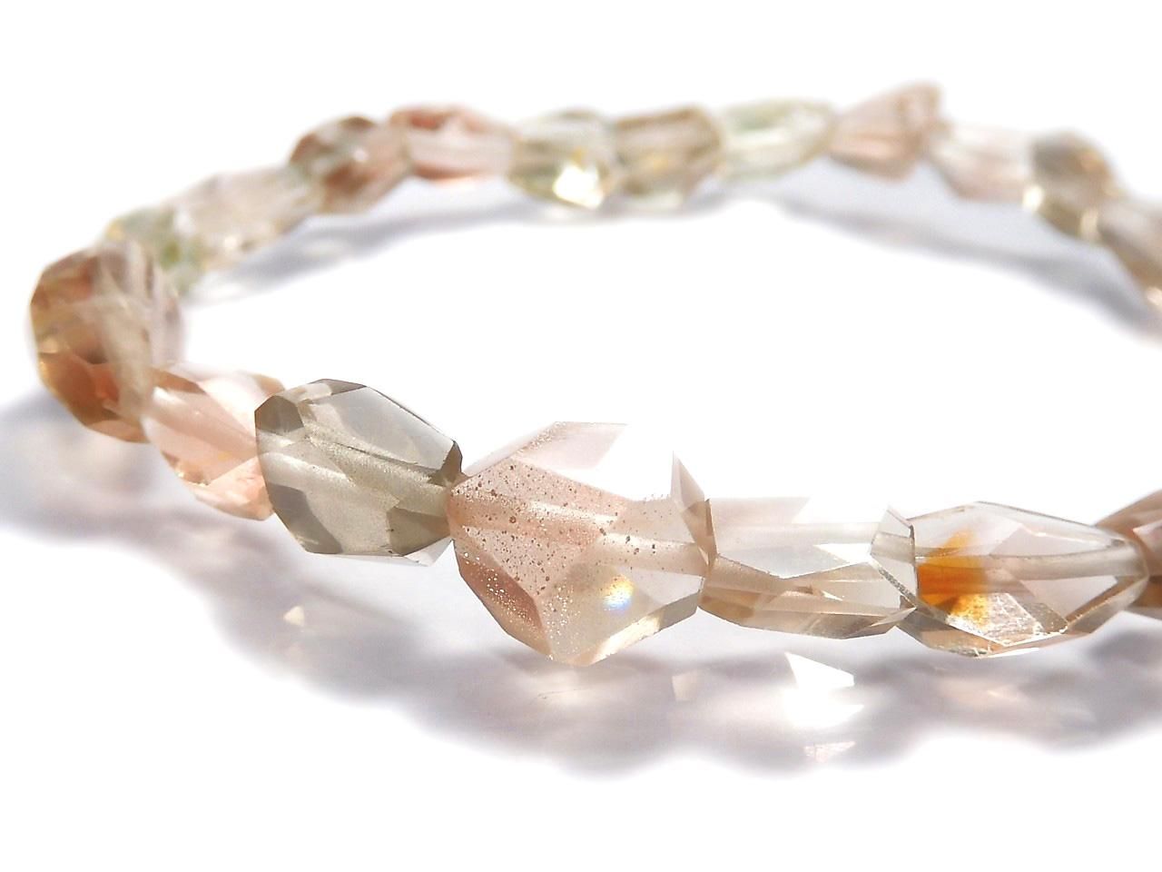 High Quality Oregon Sunstone AAA- Faceted Nugget 1strand beads (Bracelet) NO.105 [One of a kind]