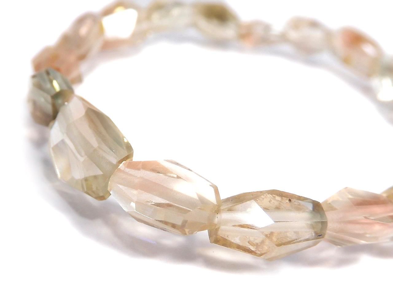 High Quality Oregon Sunstone AAA- Faceted Nugget 1strand beads (Bracelet) NO.108 [One of a kind]