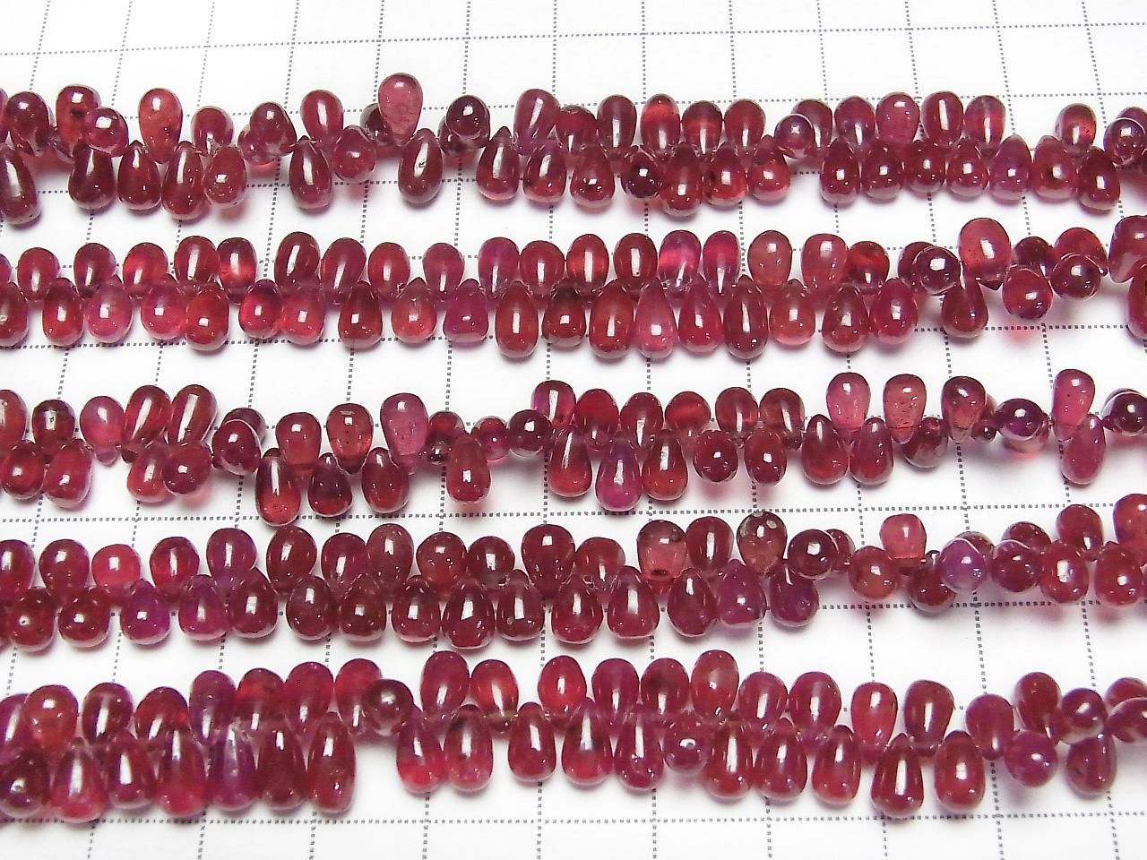 High Quality Ruby AAA- Drop (Smooth) half or 1strand beads (aprx.7inch/18cm)