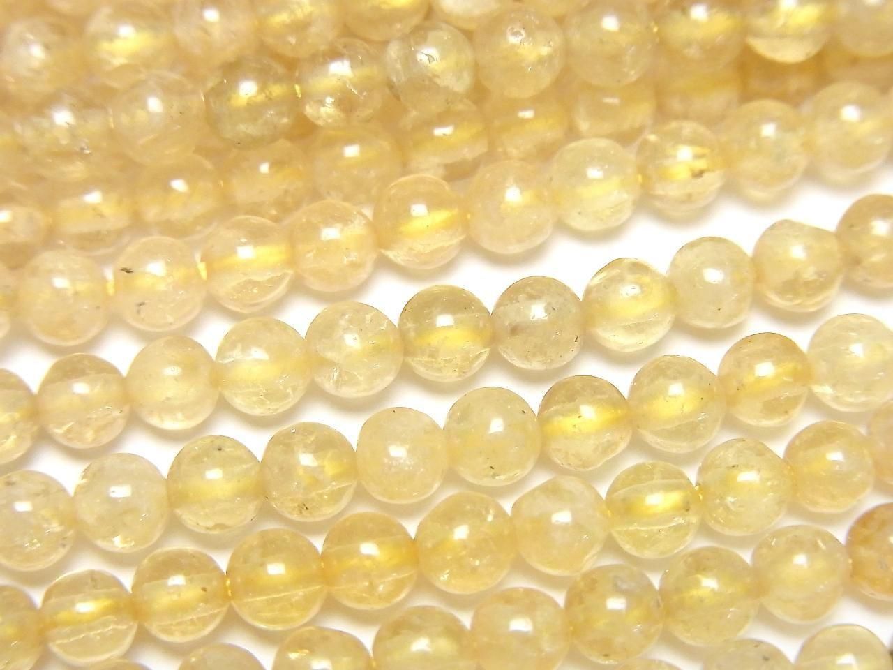 Yellow Garnet Round 4mm 1strand beads (approx. 15 inches/38 cm)