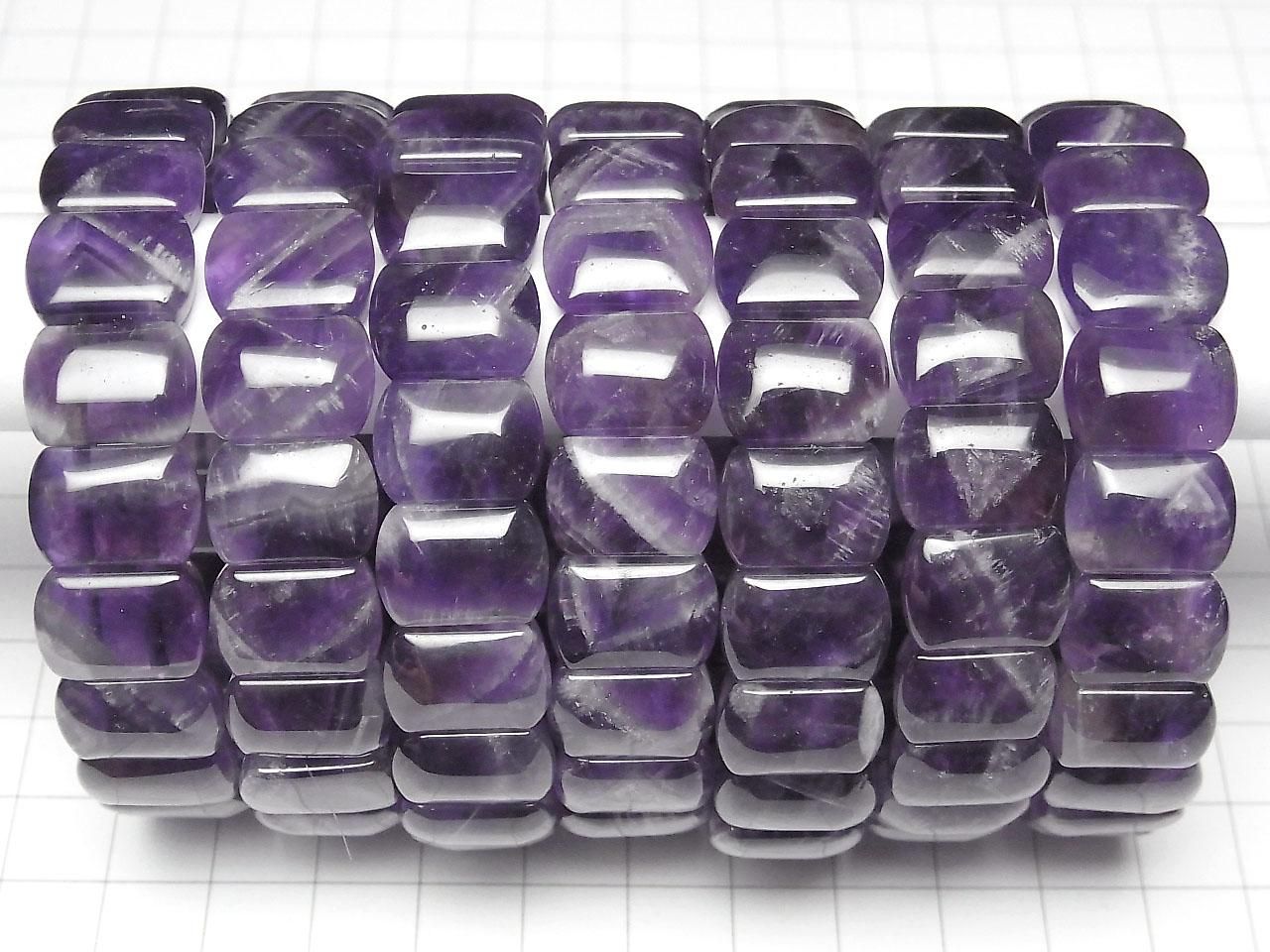 Amethyst AA 2-Hole Rectangle 14x10mm 1strand beads (Bangle Bracelet)