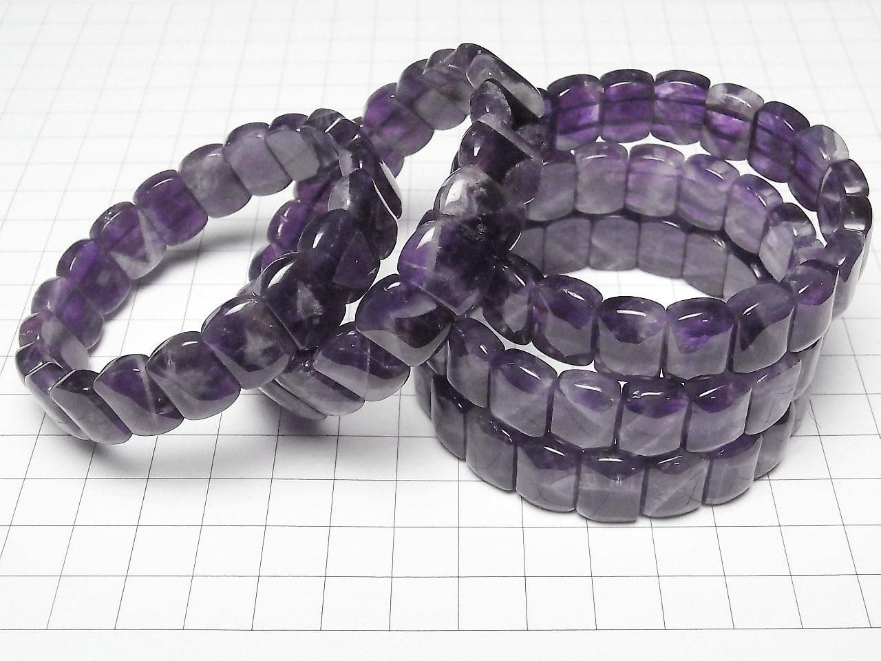Amethyst AA 2-Hole Rectangle 14x10mm 1strand beads (Bangle Bracelet)