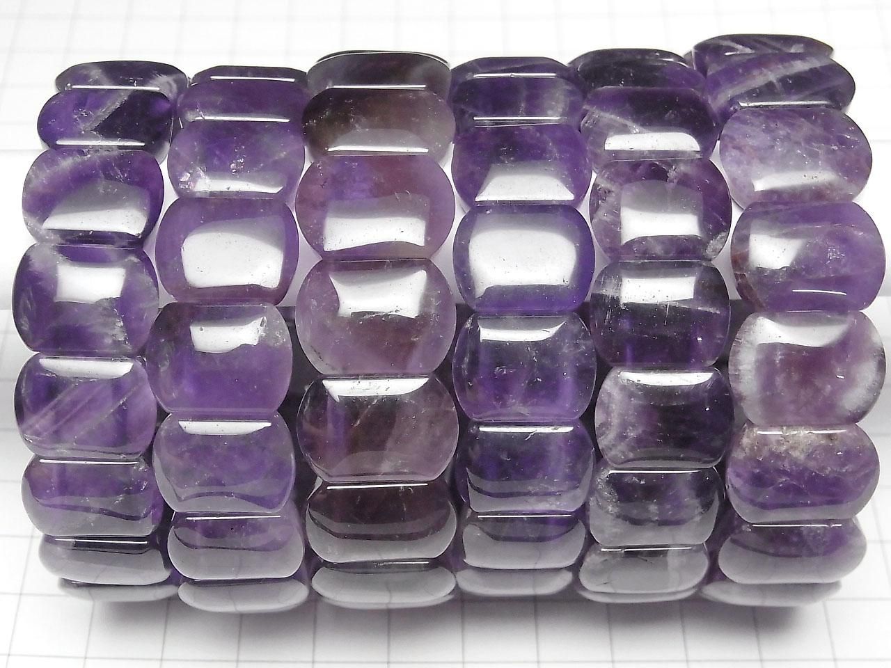 Amethyst AA 2-Hole Rectangle 16x12mm 1strand beads (Bangle Bracelet)