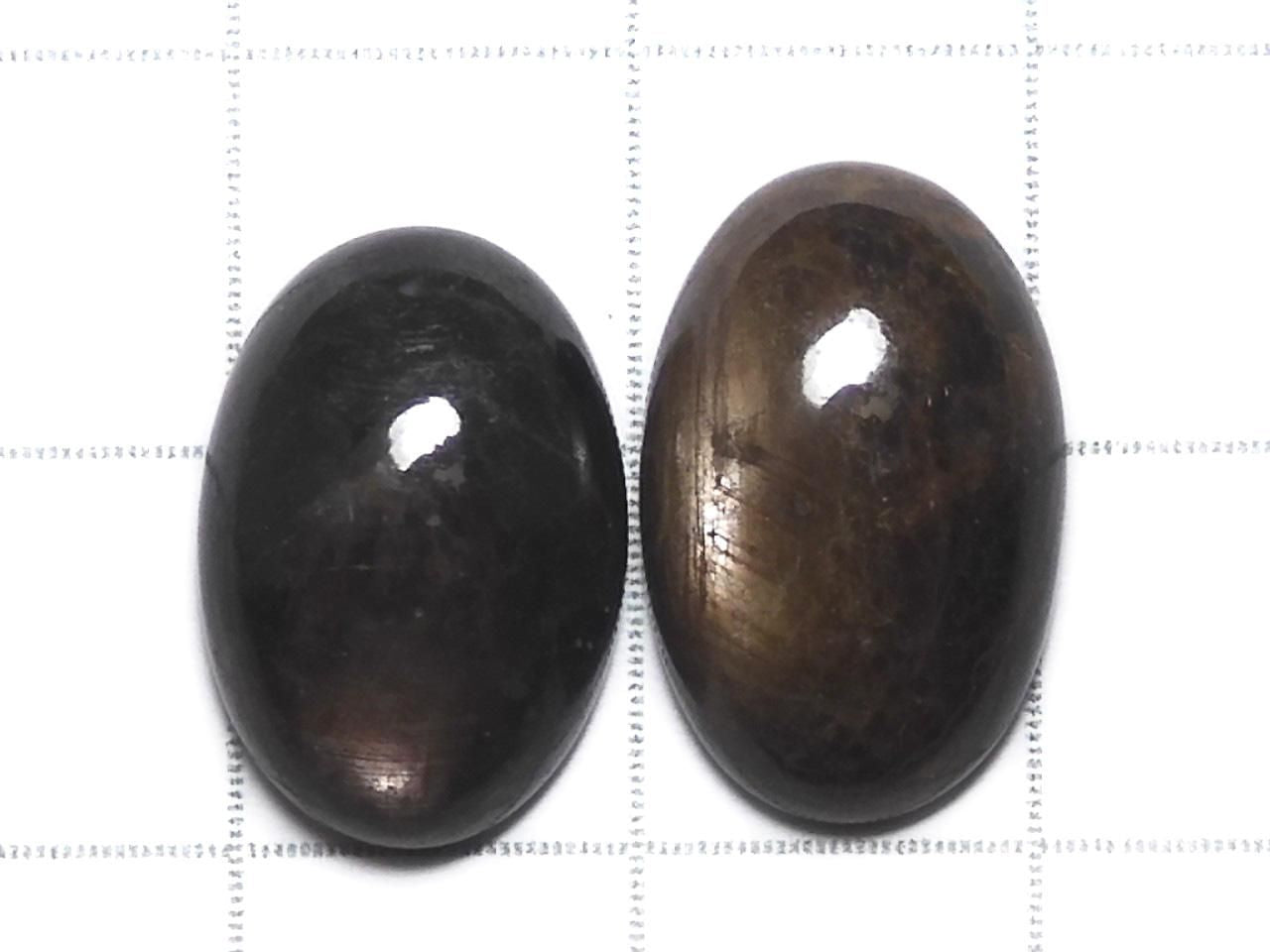 Black Star Sapphire Cabochon 2pcs Set NO.1 [One of a kind]