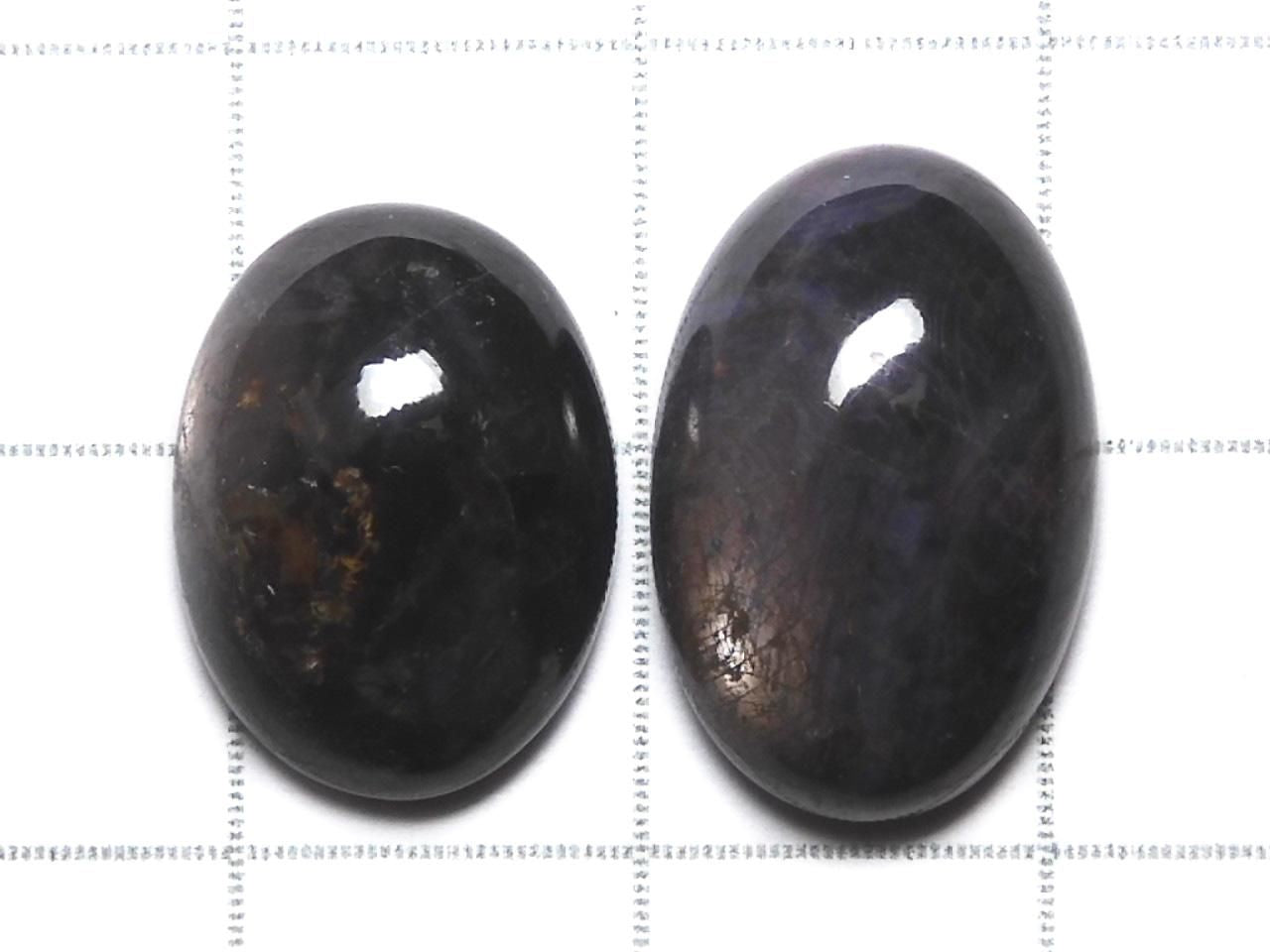 Black Star Sapphire Cabochon 2pcs Set NO.3 [One of a kind]