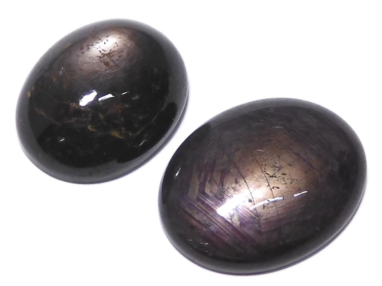 Black Star Sapphire Cabochon 2pcs Set NO.10 [One of a kind]