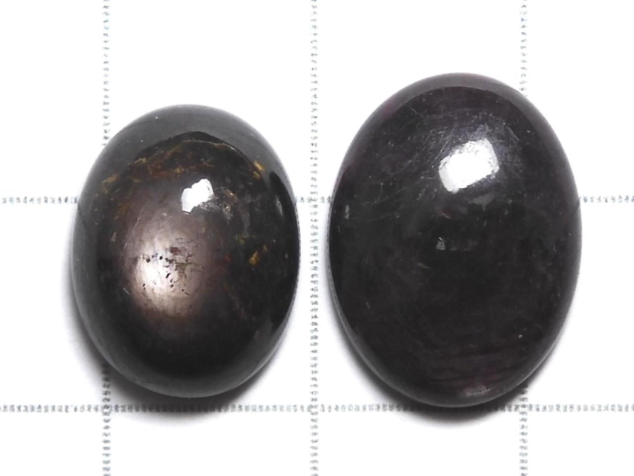 Black Star Sapphire Cabochon 2pcs Set NO.10 [One of a kind]