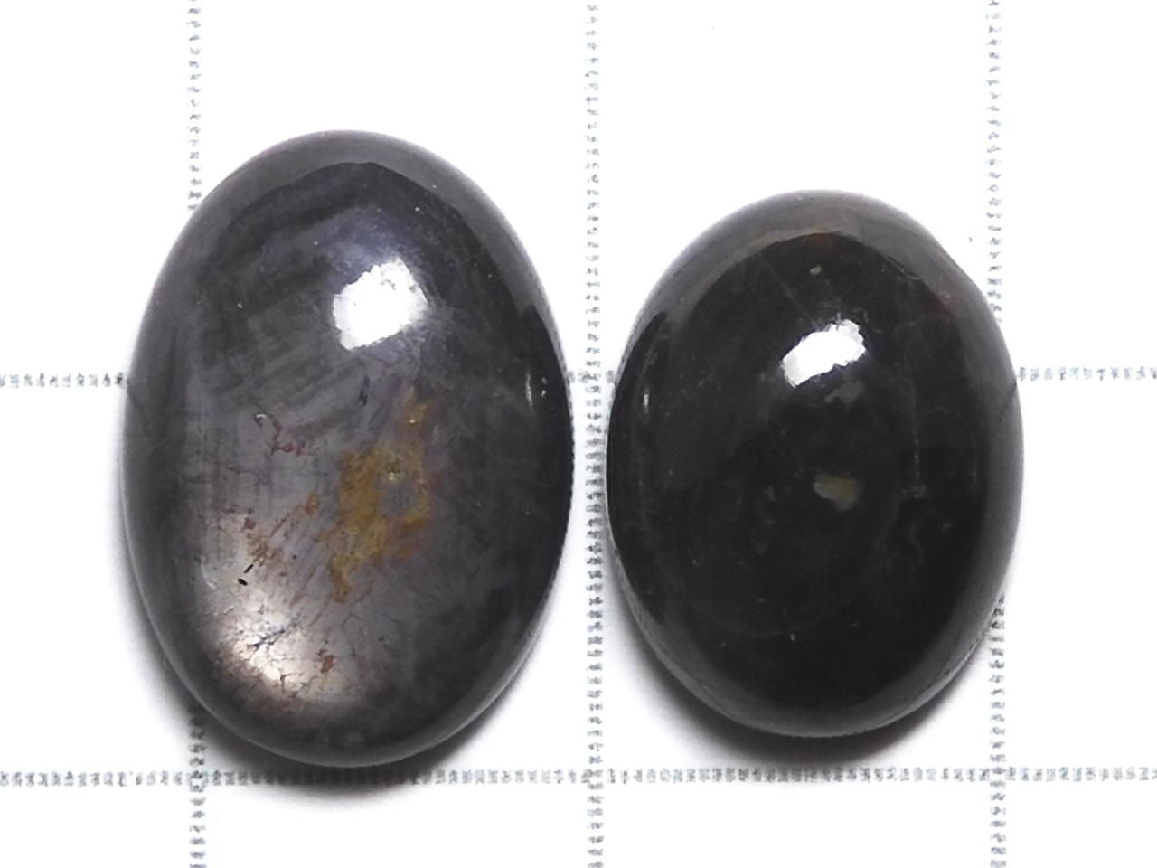Black Star Sapphire Cabochon 2pcs Set NO.11 [One of a kind]