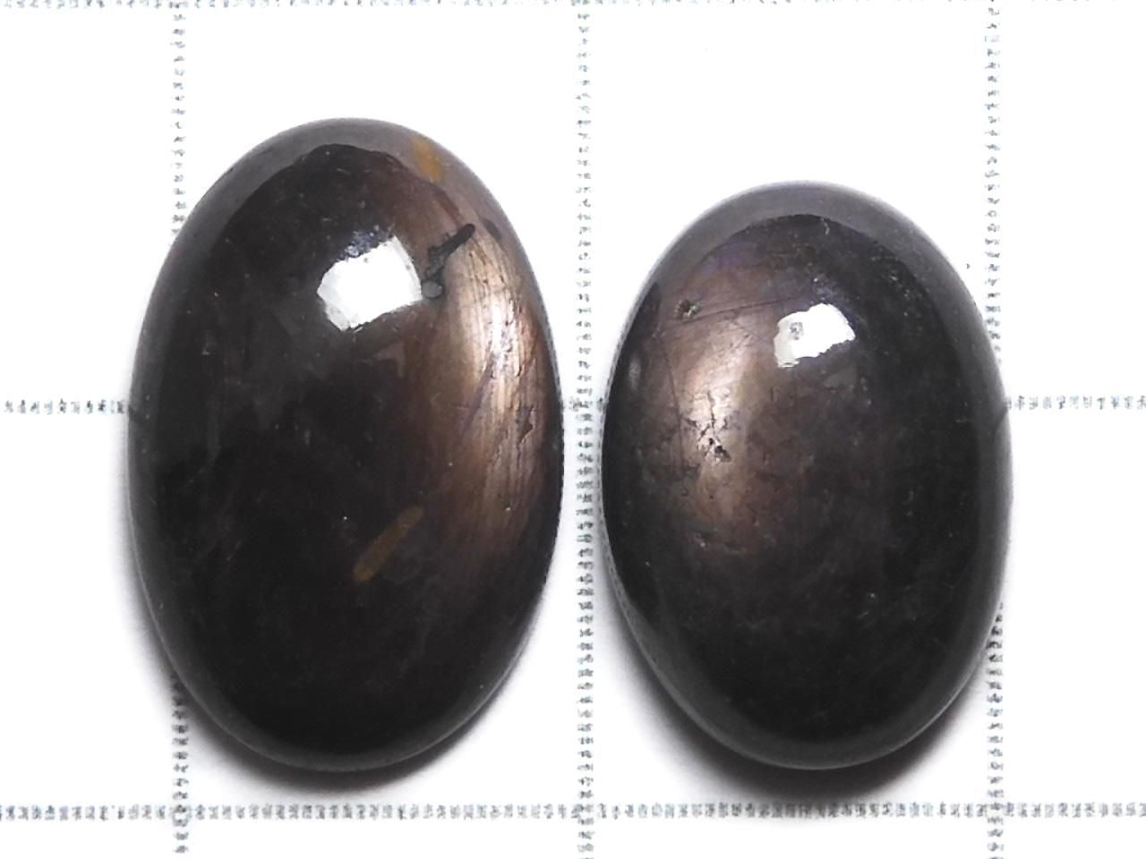 Black Star Sapphire Cabochon 2pcs Set NO.12 [One of a kind]