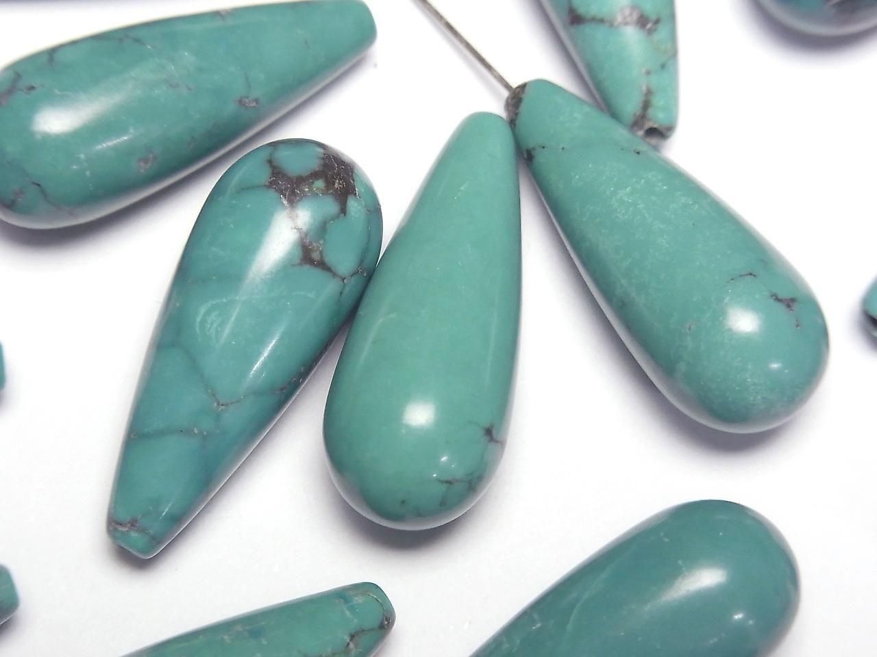 Turquoise AA++ Half Drilled Hole Drop (Smooth) 25x10mm 1pc