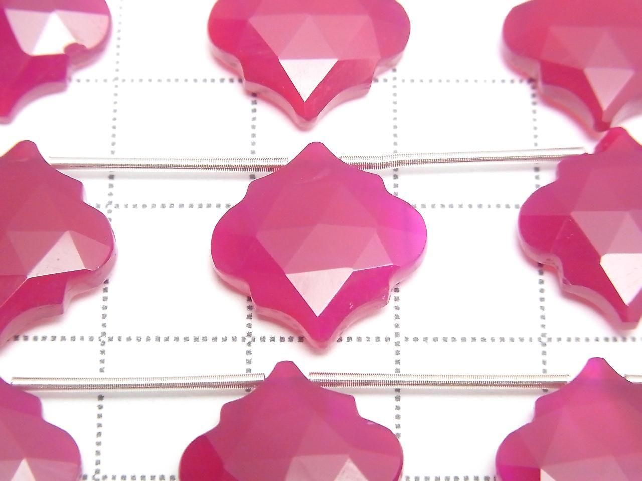 Fuchsia Pink Chalcedony Moroccan Shaped Cut 15x15mm 1strand beads (5pcs)