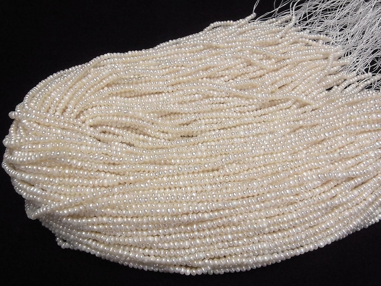 Fresh Water Pearls AA White Rondelle 3-3.5mm 1strand beads (approx. 14inch/35cm)