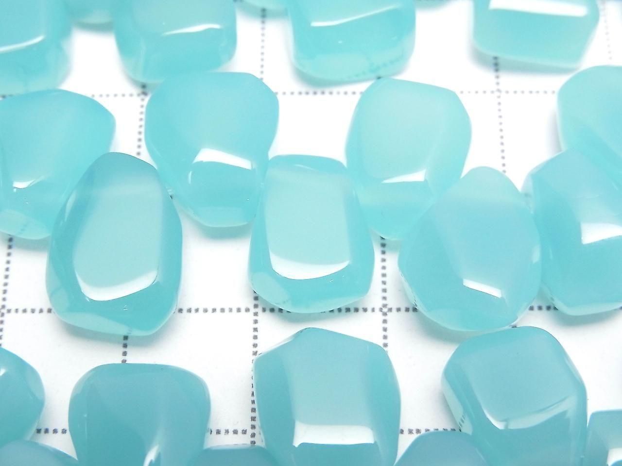 Sea Blue Chalcedony AAA- Faceted Nugget Top Side Drilled Hole half or 1strand beads (aprx.7inch/18cm)