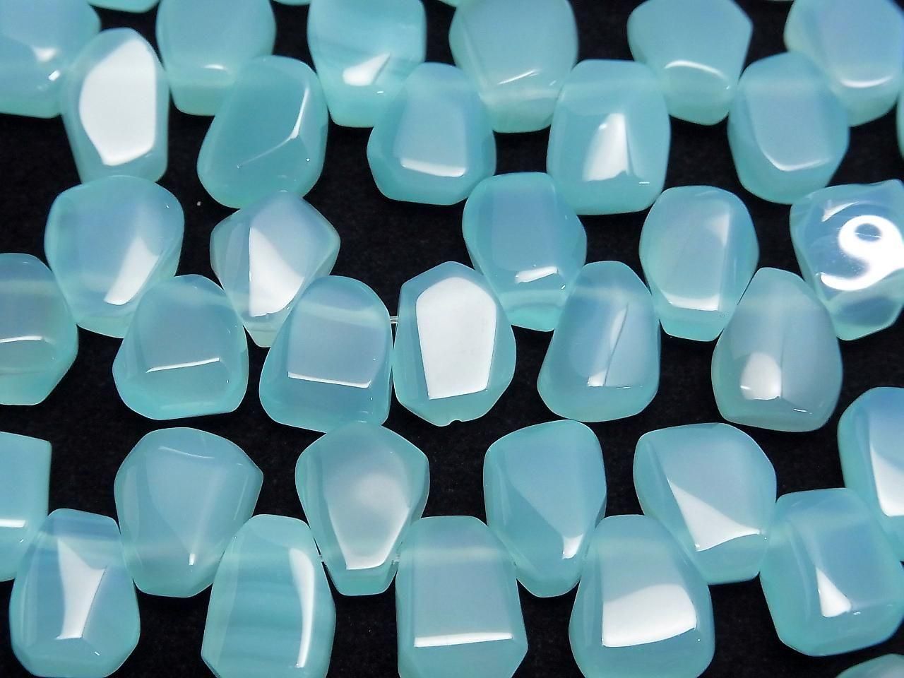 Sea Blue Chalcedony AAA- Faceted Nugget Top Side Drilled Hole half or 1strand beads (aprx.7inch/18cm)