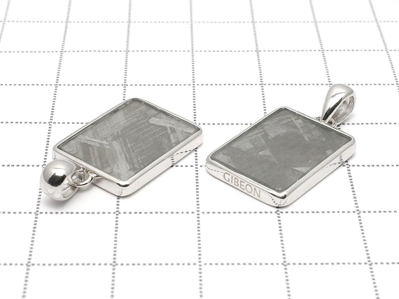 Meteorite (Gibeon) Rectangle Pendant 17.5x13.5mm Silver925 1pc