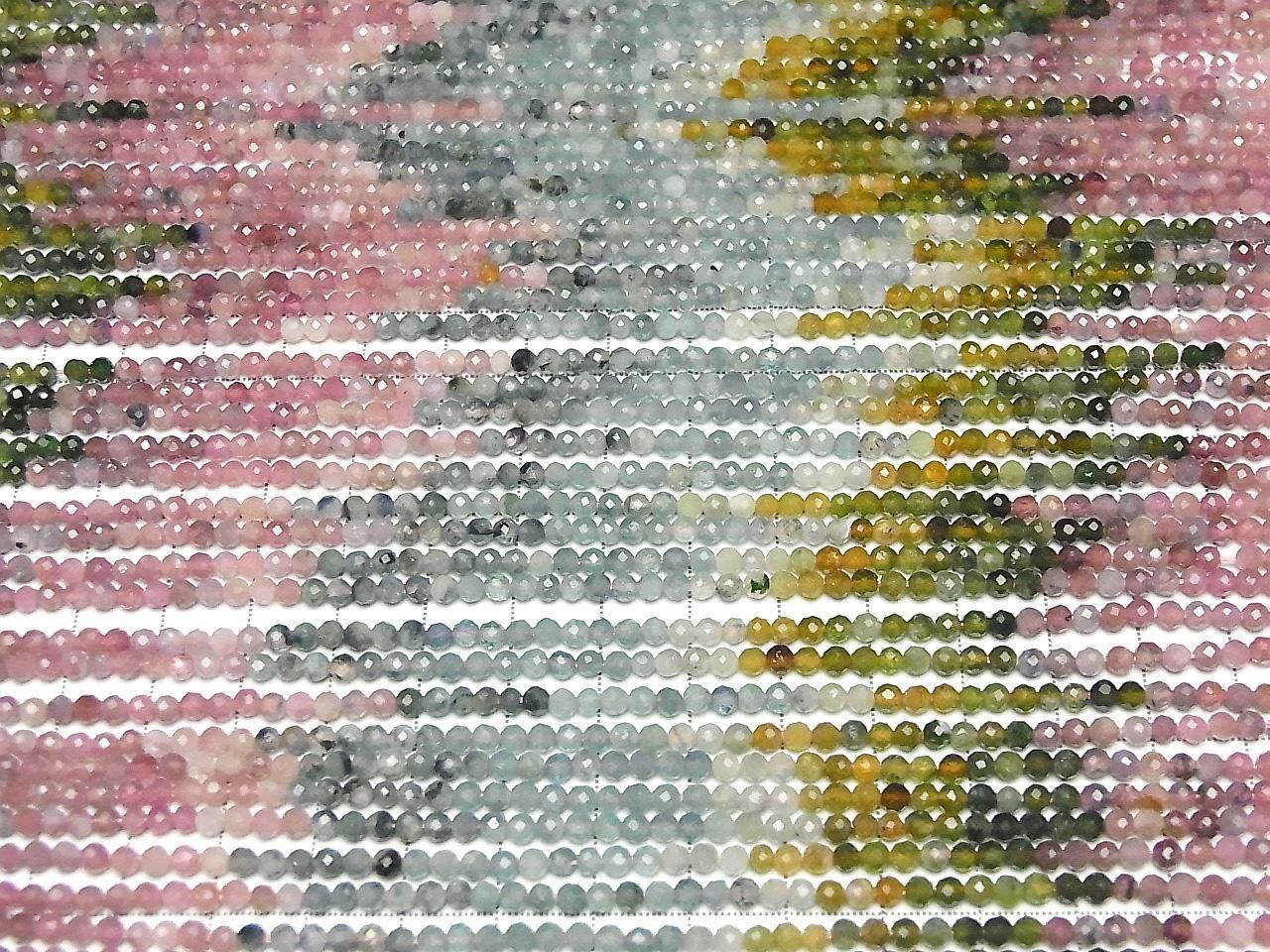 Multicolor Tourmaline AA++ Faceted Round 3mm 1strand beads (aprx.15inch/36cm)High Quality!