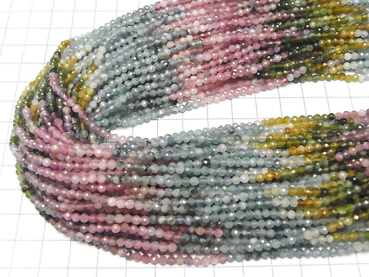 Multicolor Tourmaline AA++ Faceted Round 3mm 1strand beads (aprx.15inch/36cm)High Quality!