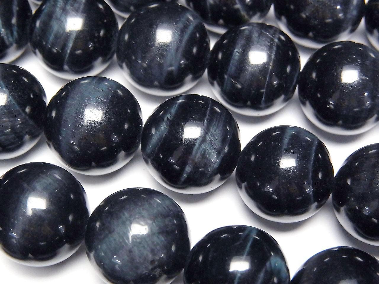Blue color Tiger's Eye AAA Round 16mm half or 1strand beads (aprx.15inch/36cm)