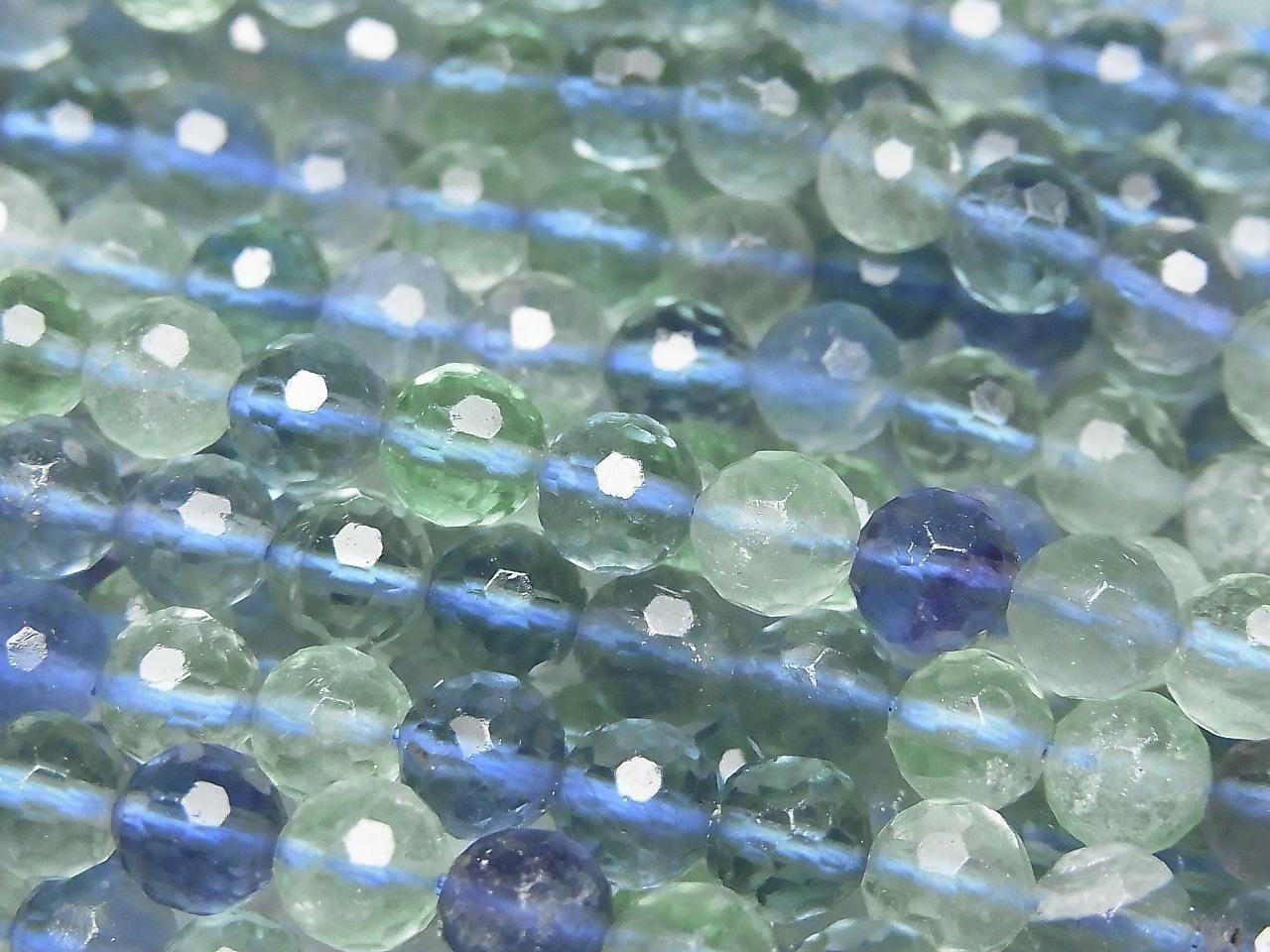Blue-Green Fluorite AAA- 128 Faceted Round 6mm 1strand beads (approx. 14 inches/35 cm) High Quality!