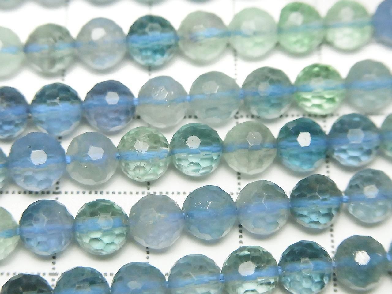 Blue-Green Fluorite AAA- 128 Faceted Round 6mm 1strand beads (approx. 14 inches/35 cm) High Quality!