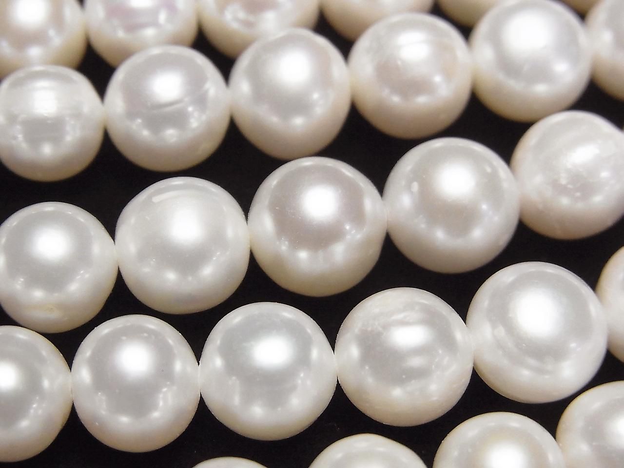 Fresh Water Pearls AA++ Semi Round-Potato 8-10mm White 1strand beads (approx. 15 inches/37 cm)