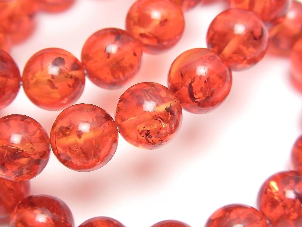 Amber cracked Red-Orange Round 10mm 1strand beads (bracelet)