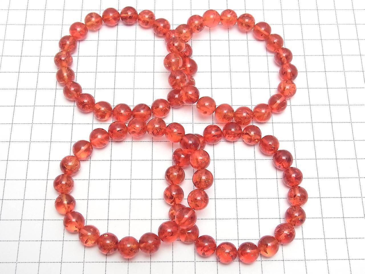 Amber cracked Red-Orange Round 10mm 1strand beads (bracelet)