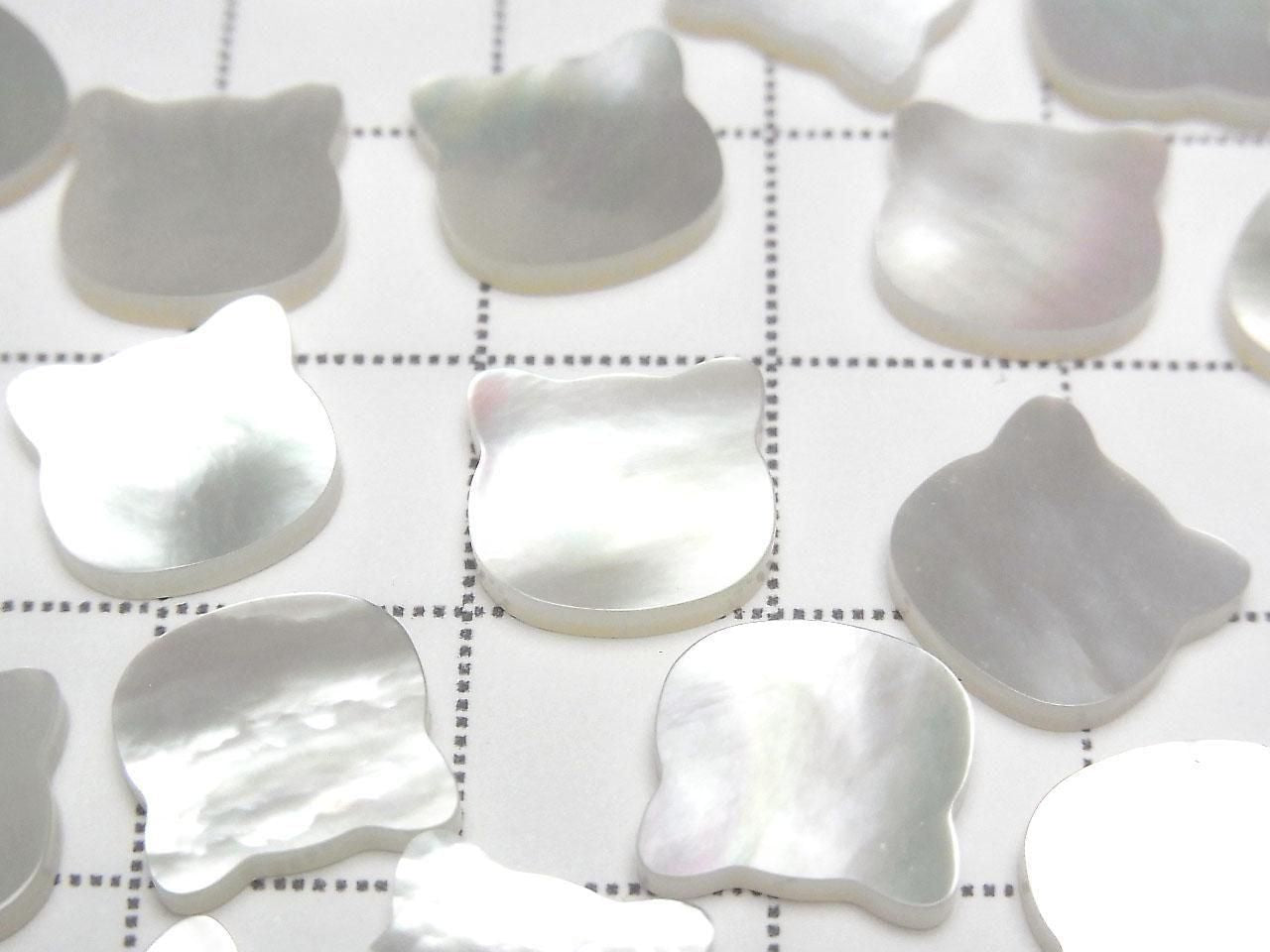 High Quality white shell (silver-lip oyster) AAA Loose Stone Cat Motif 10x10mm 4pcs