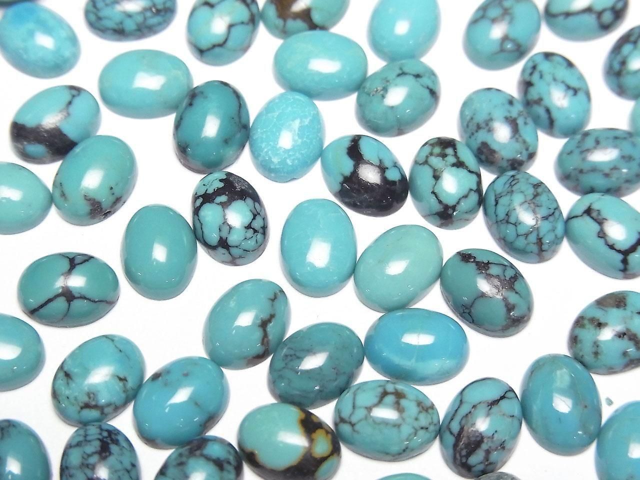Turquoise AAA- Oval Cabochon 8x6mm 5pcs