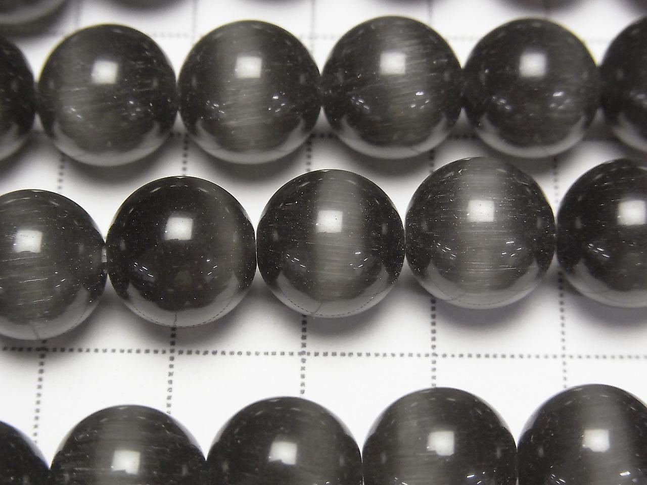 Black Cat's Eye Round 11.5mm 1strand beads (approx. 14 inches/35 cm)
