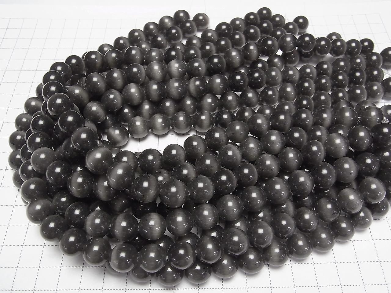 Black Cat's Eye Round 11.5mm 1strand beads (approx. 14 inches/35 cm)