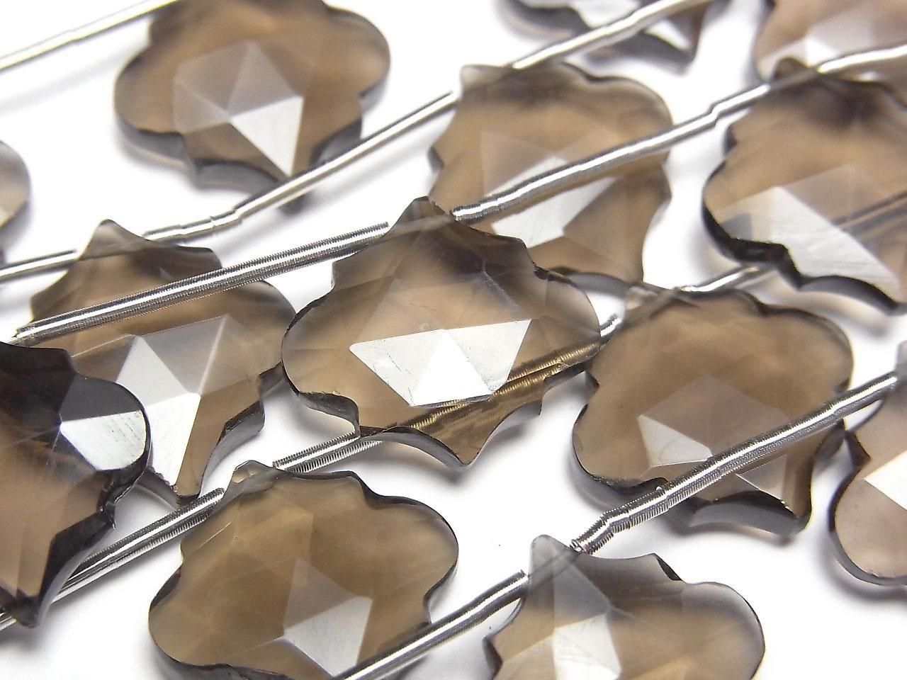 Smoky Quartz AAA Moroccan Shaped Cut 15x15mm 1strand beads (5pcs)