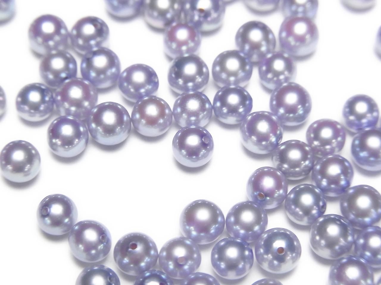 Akoya Pearls AAA- Round 4mm Lavender Purple [Half Drilled Hole] 3pcs