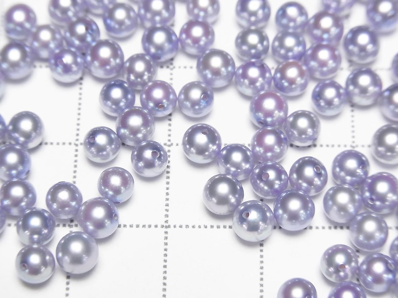 Akoya Pearls AAA- Round 4mm Lavender Purple [Half Drilled Hole] 3pcs