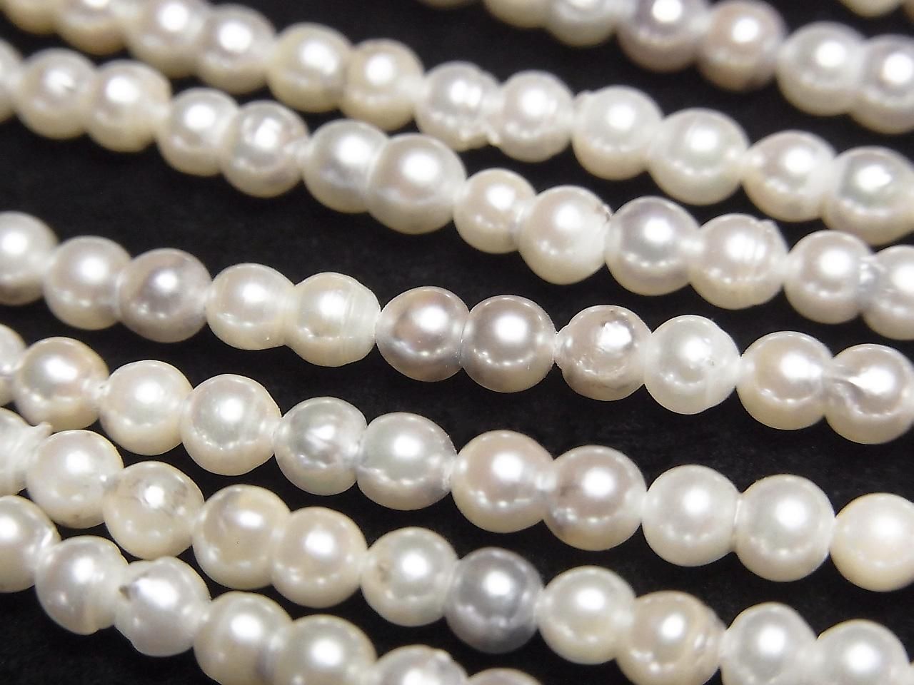 Akoya Pearls AA++ Grade Natural Twin Pearls 7x4mm White x Silver (Untreated) 1strand beads (approx. 15 inch/38 cm)