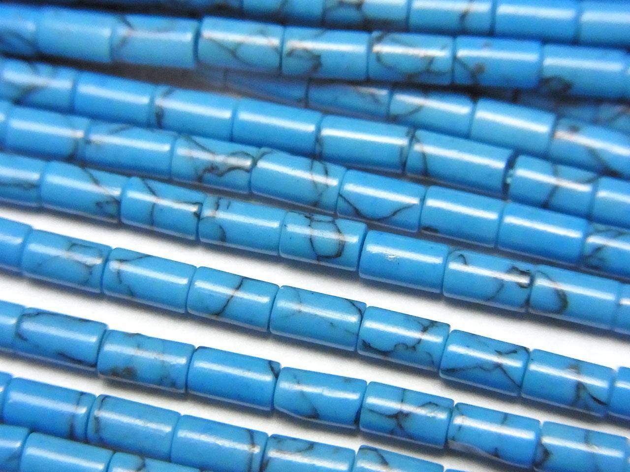 Synthetic Magnesite Turquoise Tube 4x2x2mm 1strand beads (aprx.15inch/36cm)