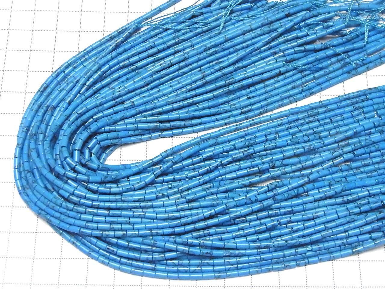 Synthetic Magnesite Turquoise Tube 4x2x2mm 1strand beads (aprx.15inch/36cm)
