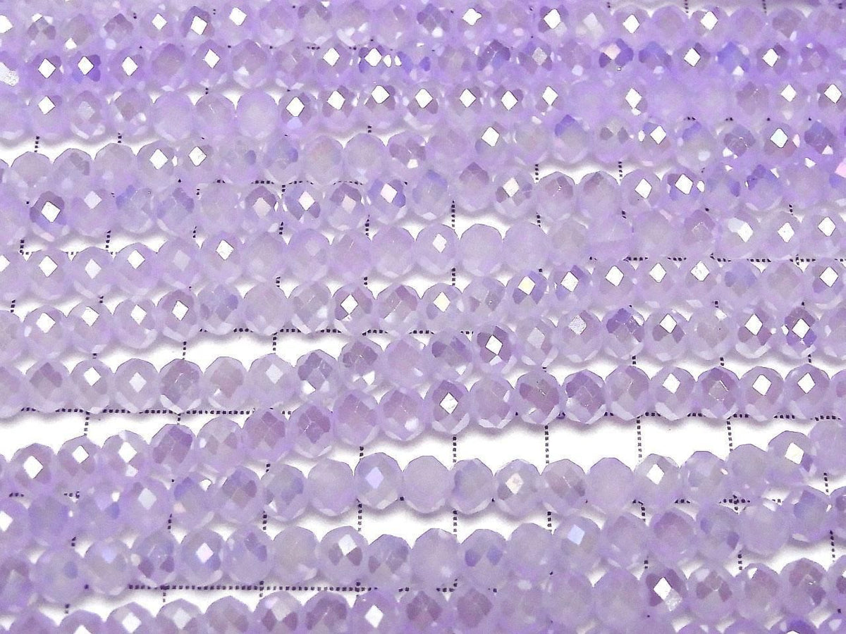 Glass Beads Faceted Button Rondelle 6x6x4.5mm Milky Purple Silver-AB 1strand beads (approx. 15inch/36cm)