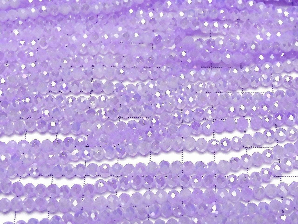 Glass Beads Faceted Button Rondelle 4x4x3mm Milky Purple Silver-AB 1strand beads (approx. 14inch/35cm)