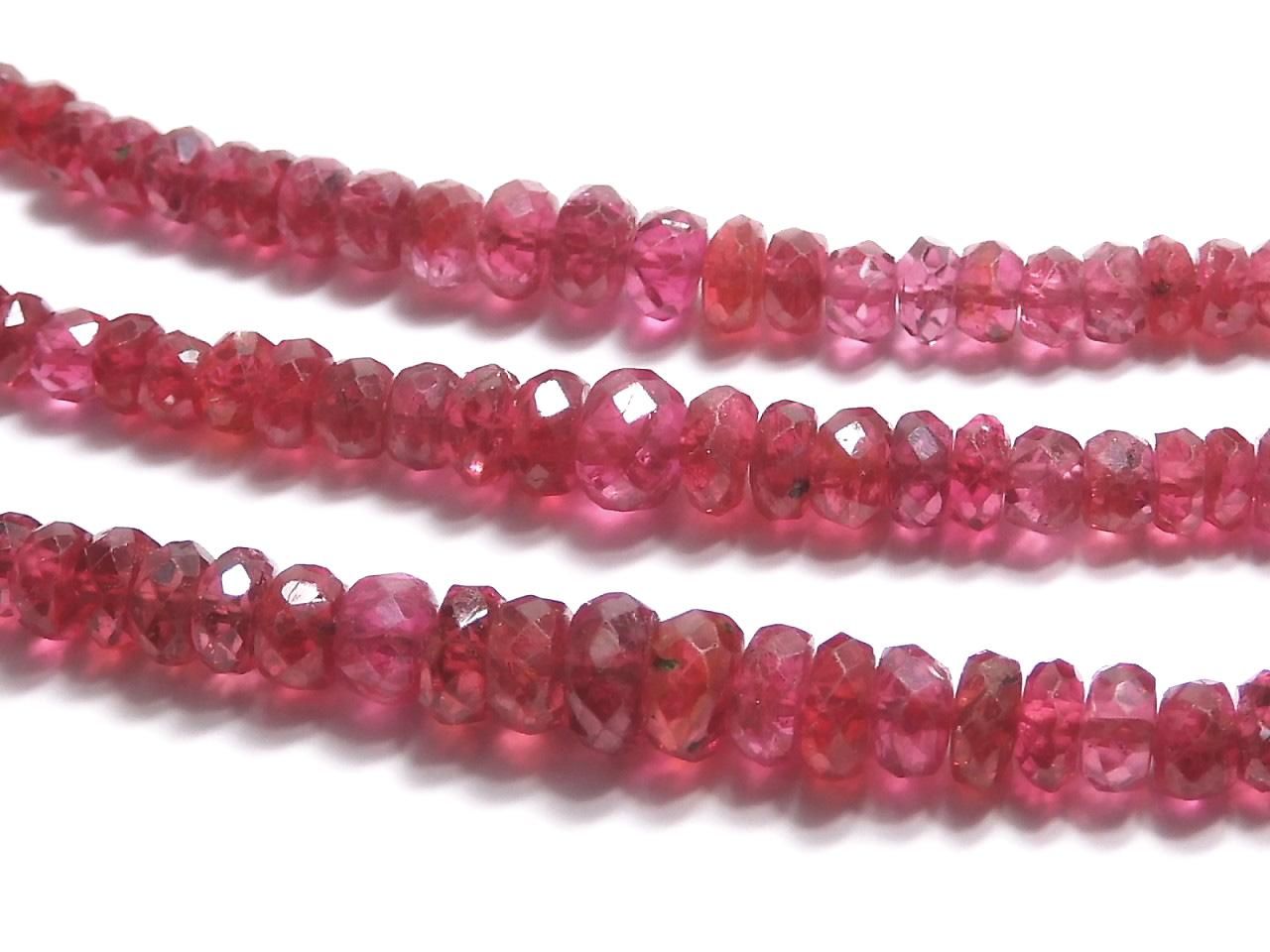 High Quality Red Spinel AAA Faceted Button Rondelle 3-Strand Set NO.1 [One of a kind]