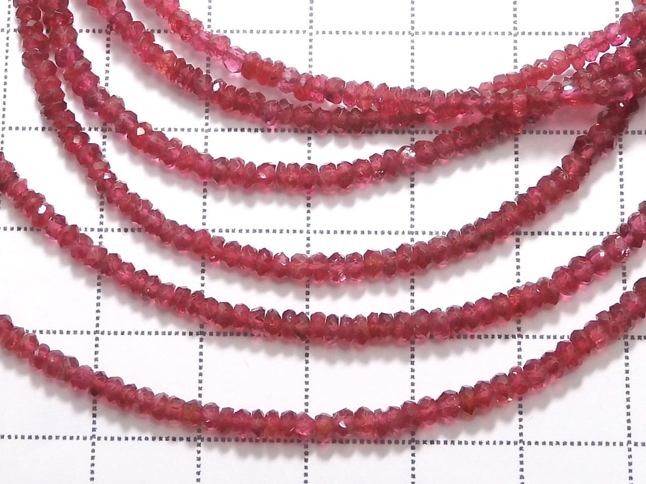 High Quality Red Spinel AAA Faceted Button Rondelle 3-Strand Set NO.1 [One of a kind]