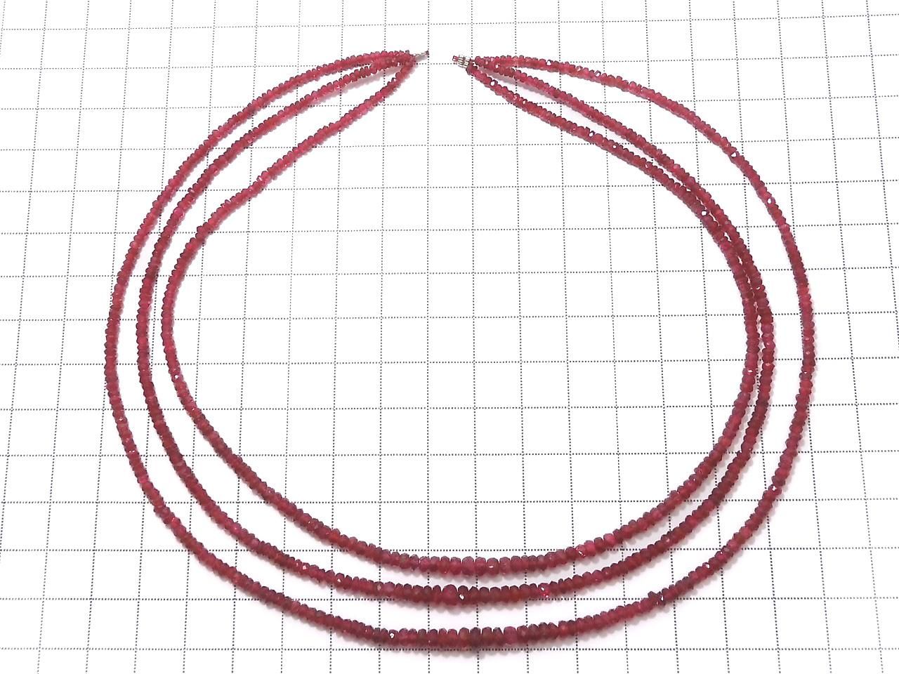High Quality Red Spinel AAA Faceted Button Rondelle 3-Strand Set NO.1 [One of a kind]