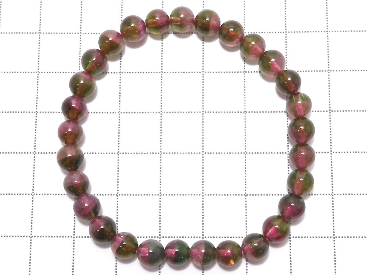 Bi-color Tourmaline Round 6mm 1strand beads (Bracelet) NO.1 [One of a kind]