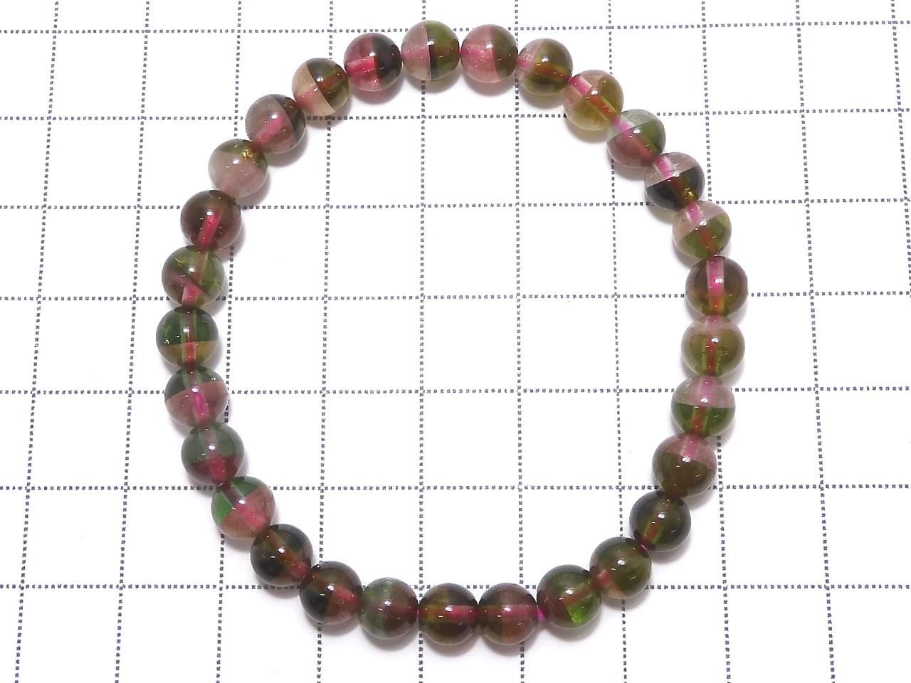 Bi-color Tourmaline Round 6mm 1strand beads (Bracelet) NO.2 [One of a kind]