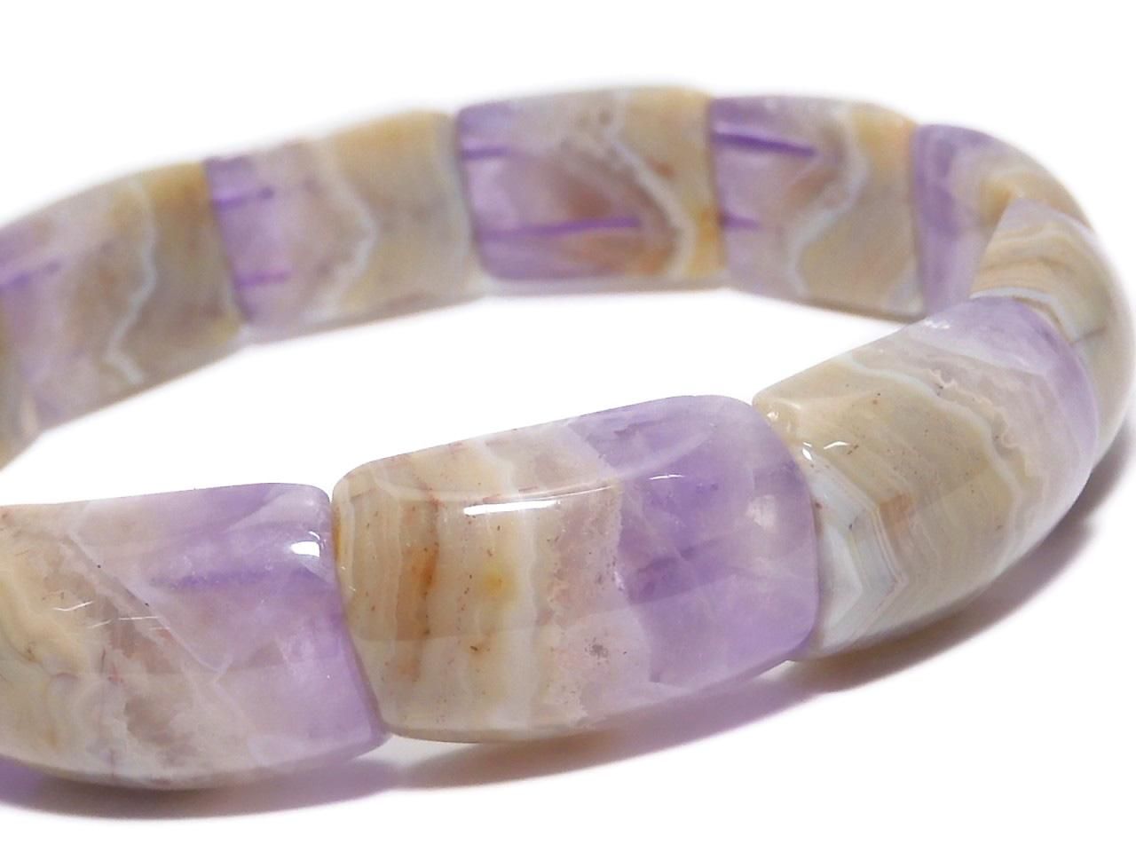 Amethyst Bangle Bracelet 2-Hole Rectangle 1strand beads NO.102 [One of a kind]