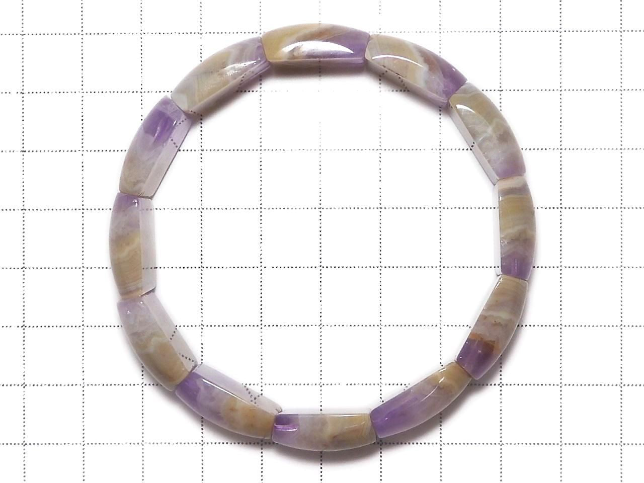 Amethyst Bangle Bracelet 2-Hole Rectangle 1strand beads NO.102 [One of a kind]