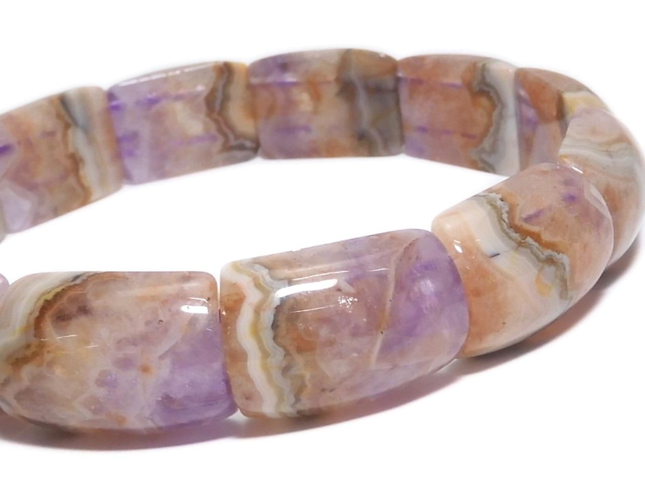 Amethyst Bangle Bracelet 2-Hole Rectangle 1strand beads NO.103 [One of a kind]
