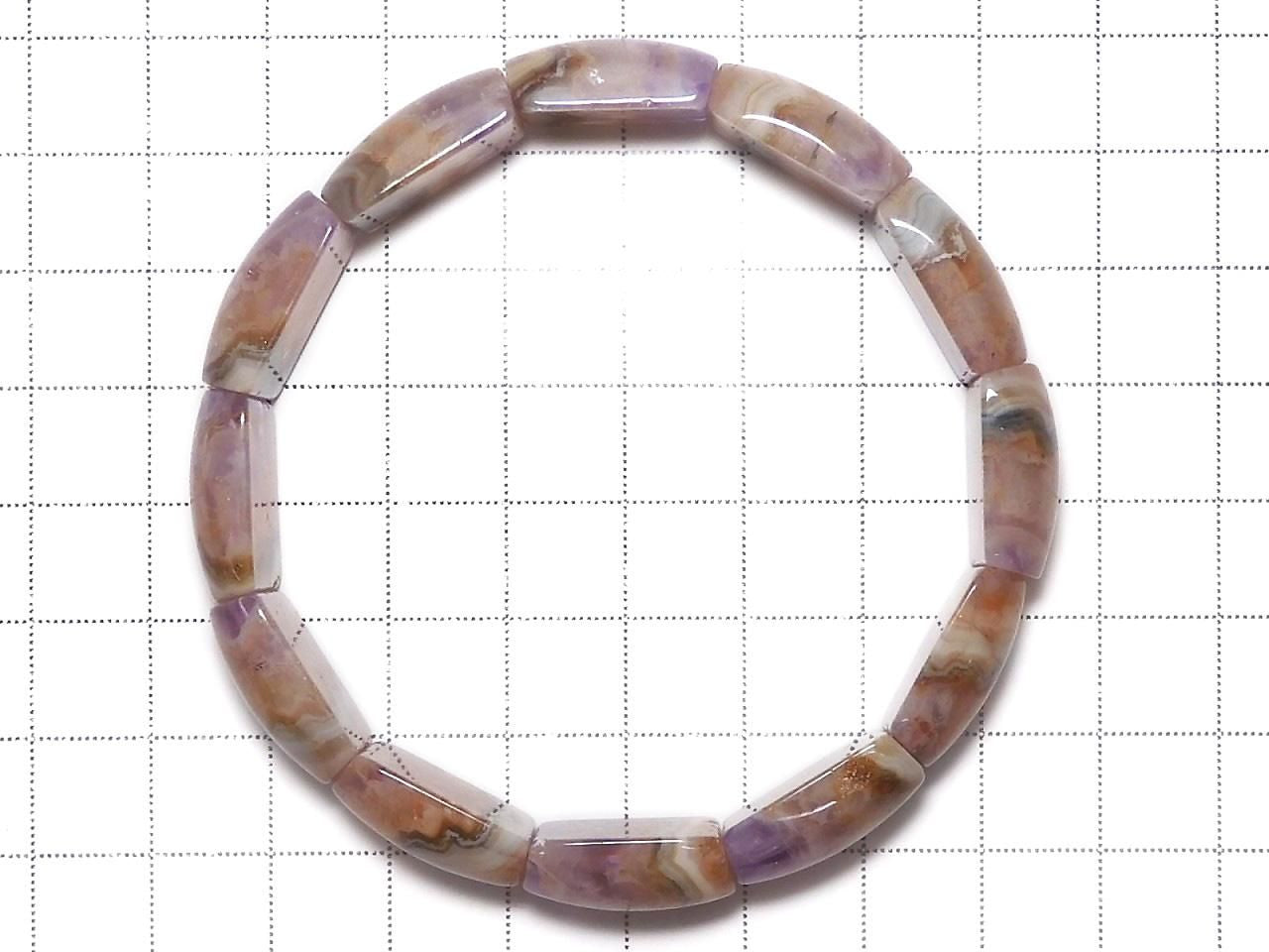 Amethyst Bangle Bracelet 2-Hole Rectangle 1strand beads NO.103 [One of a kind]